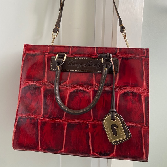 Dooney & Bourke Handbags - Dooney & Bourke Janine Croco Embossed Florentine Vacchetta Leather Satchel Bag